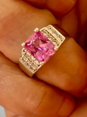 💗💗💗Natural sapphire stone Pink Square-Cut Ring in 925 size 6